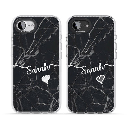 Personalised Black Marble Heart