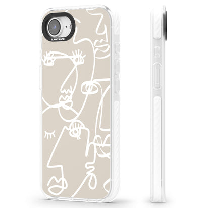 Abstract Line Art White Beige