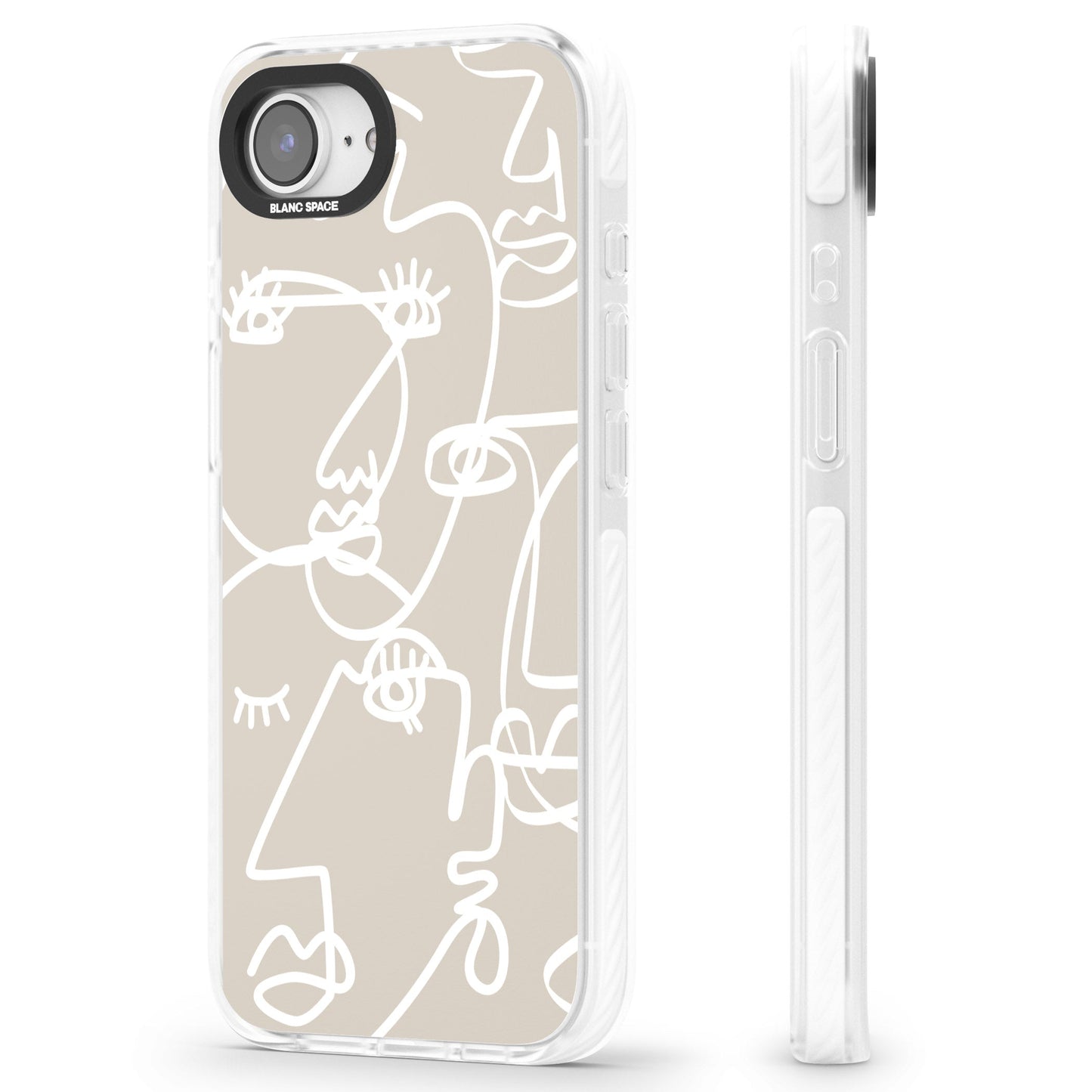 Abstract Line Art White Beige