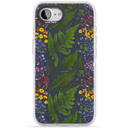 Busy Floral And Fern Design Navy