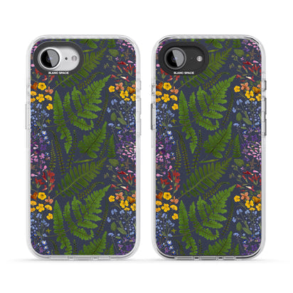 Busy Floral And Fern Design Navy