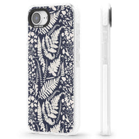 Fleurs sauvages et fougères sur fond bleu marine