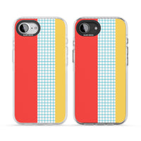 Grille abstraite rouge, bleue, jaune