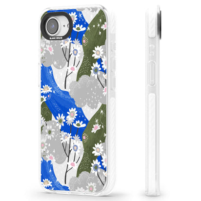 Blue & Grey Daisies Pattern