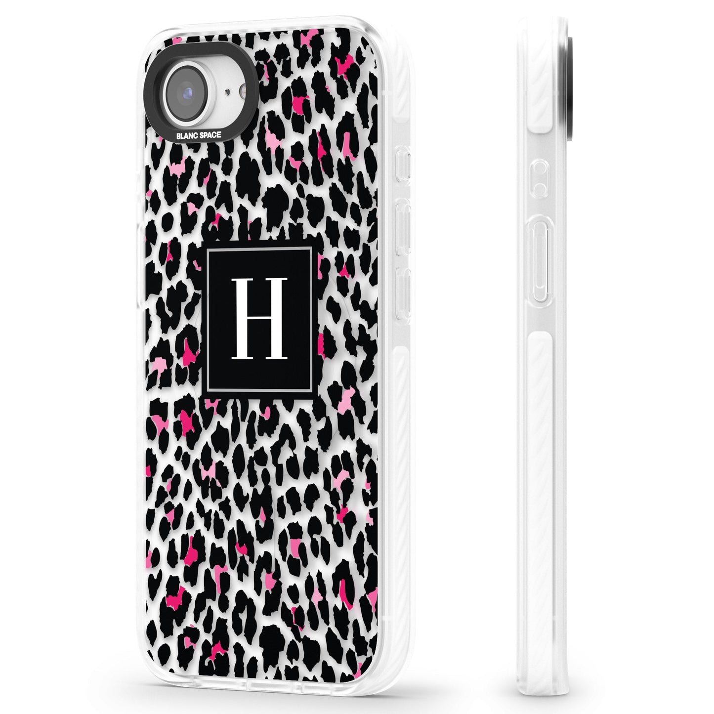 Personalised Clear Pink Leopard Monogram