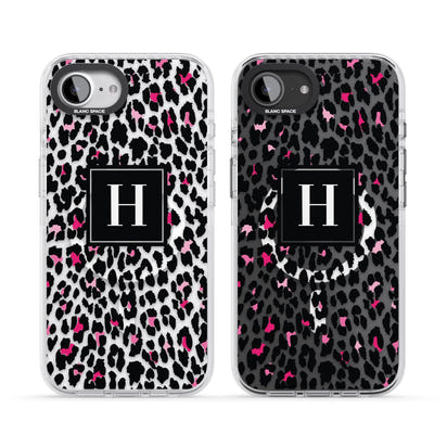 Personalised Clear Pink Leopard Monogram