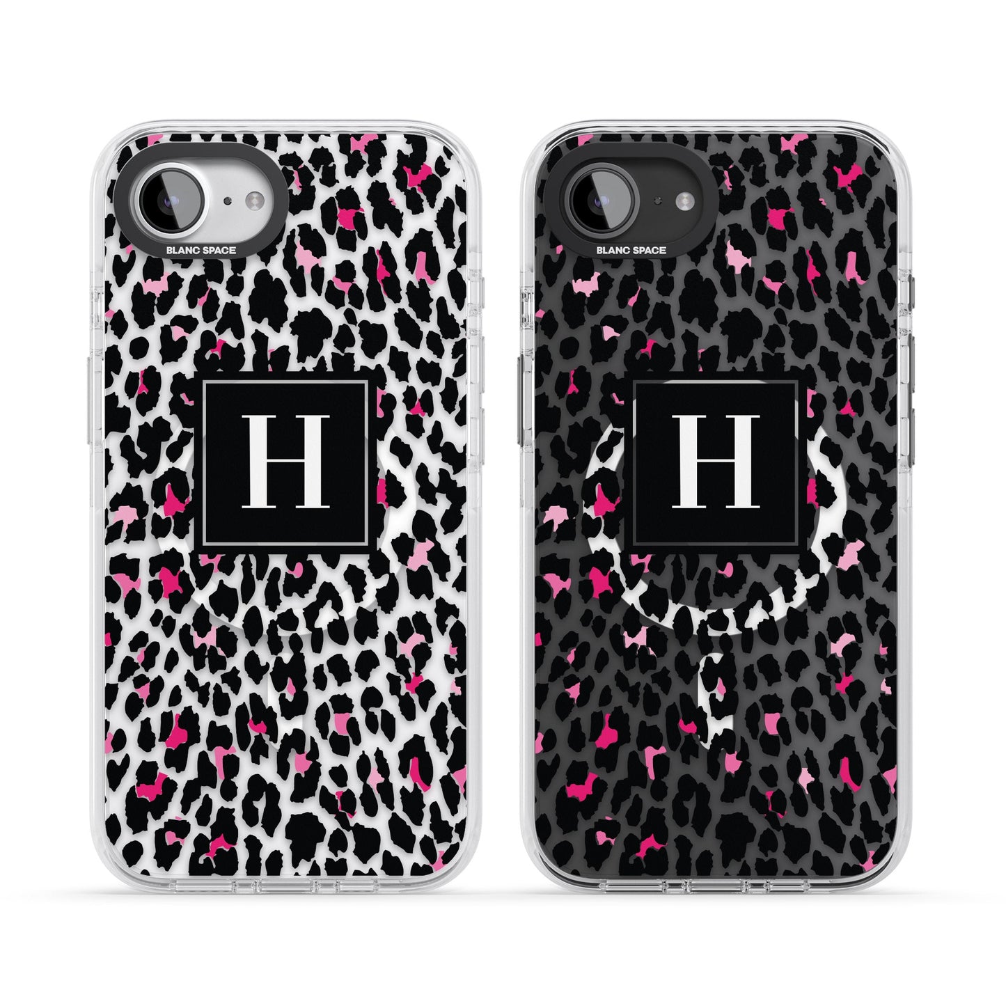 Personalised Clear Pink Leopard Monogram