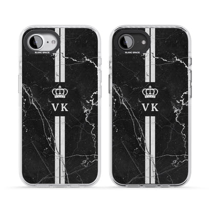 Personalised Black Marble Stripe Initials