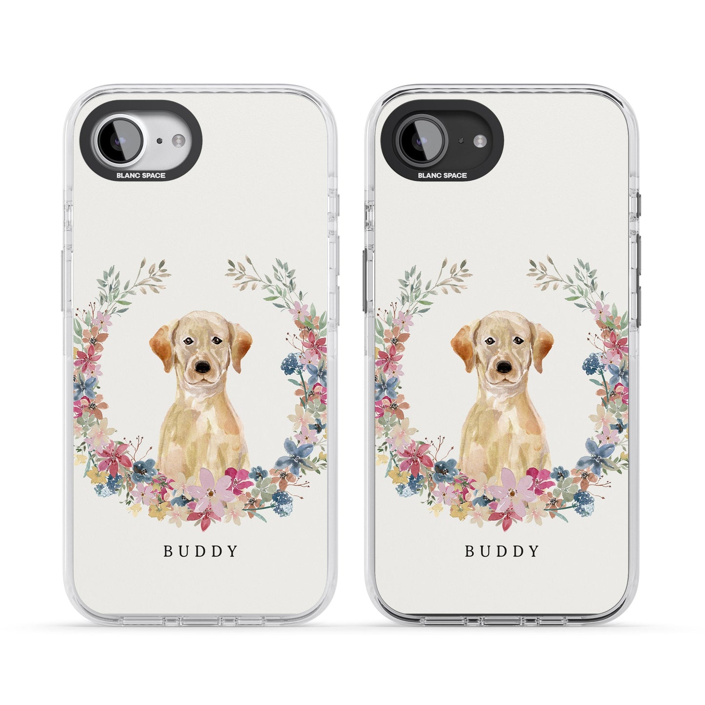 Portrait floral personnalisé d'un Labrador Retriever jaune