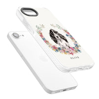 Personalisiertes Blumenporträt eines schwarzen Cocker Spaniels