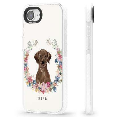 Personalised Chocolate Labrador Floral Portrait