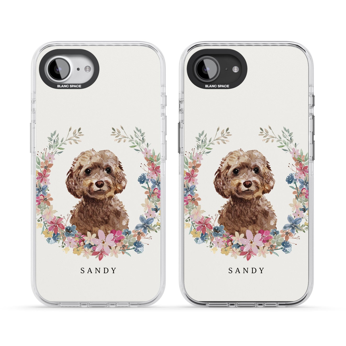 Personalised Brown Cockapoo Floral Portrait