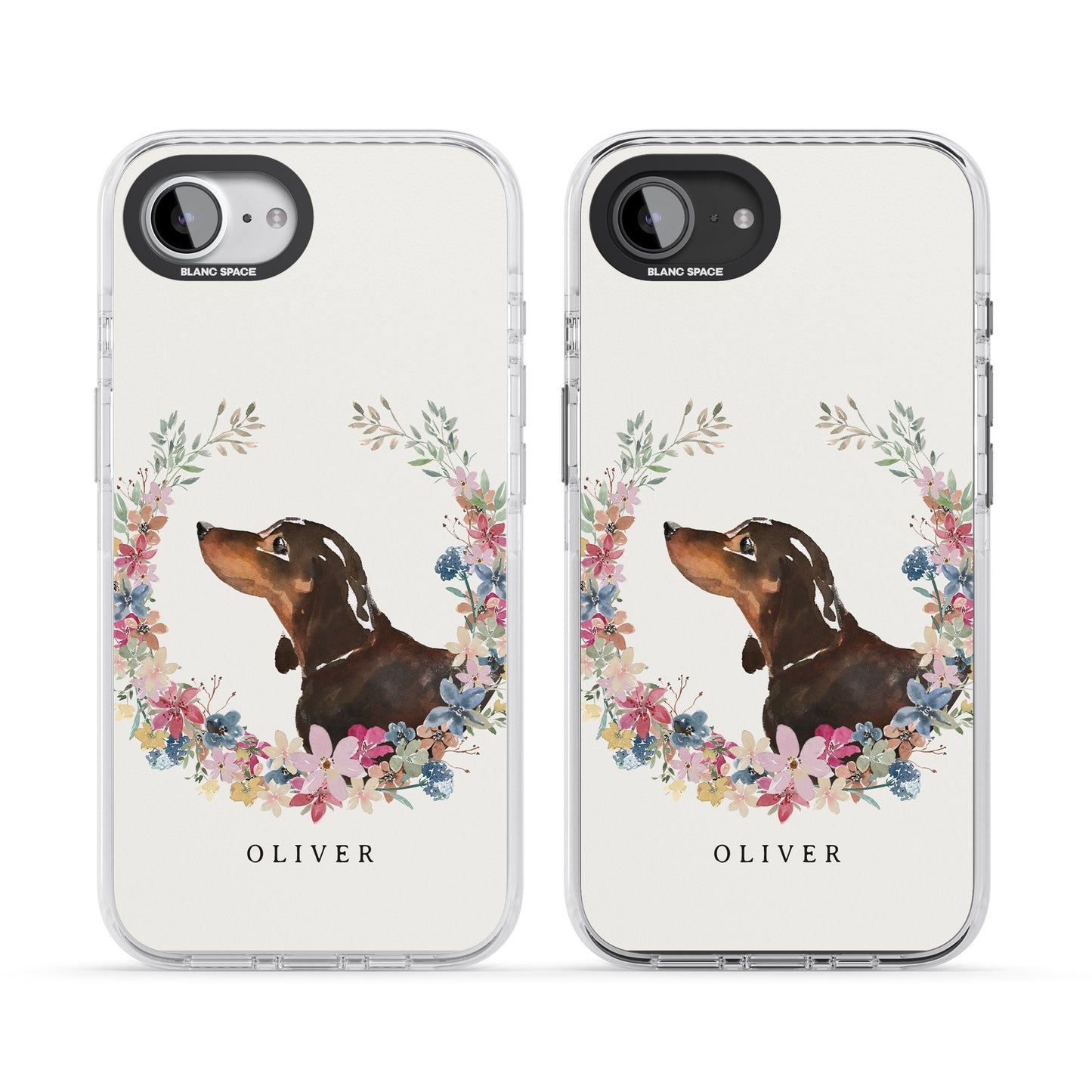 Personalised Black & Tan Dachshund Floral Portrait