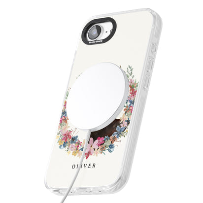 Personalised Black & Tan Dachshund Floral Portrait