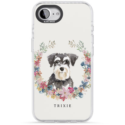 Personalised Watercolor Schnauzer Floral Portrait