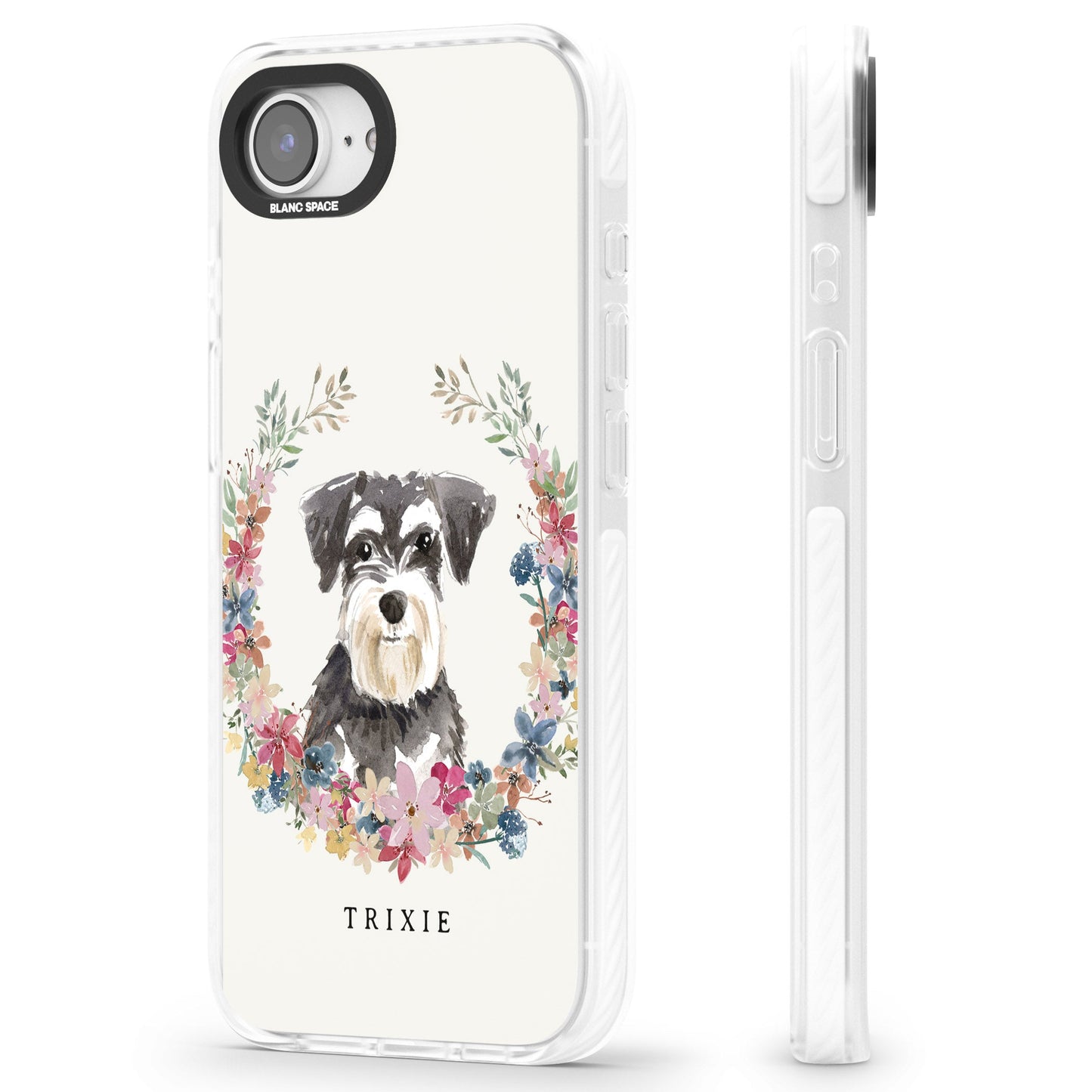 Personalised Watercolor Schnauzer Floral Portrait