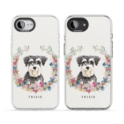 Personalised Watercolor Schnauzer Floral Portrait