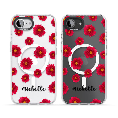 Personalised Red Peonies & Cursive