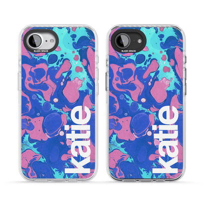 Personalisiertes marineblau-türkisfarbenes Marmor-Design