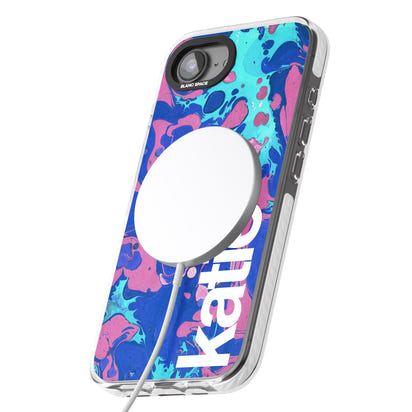 Personalisiertes marineblau-türkisfarbenes Marmor-Design