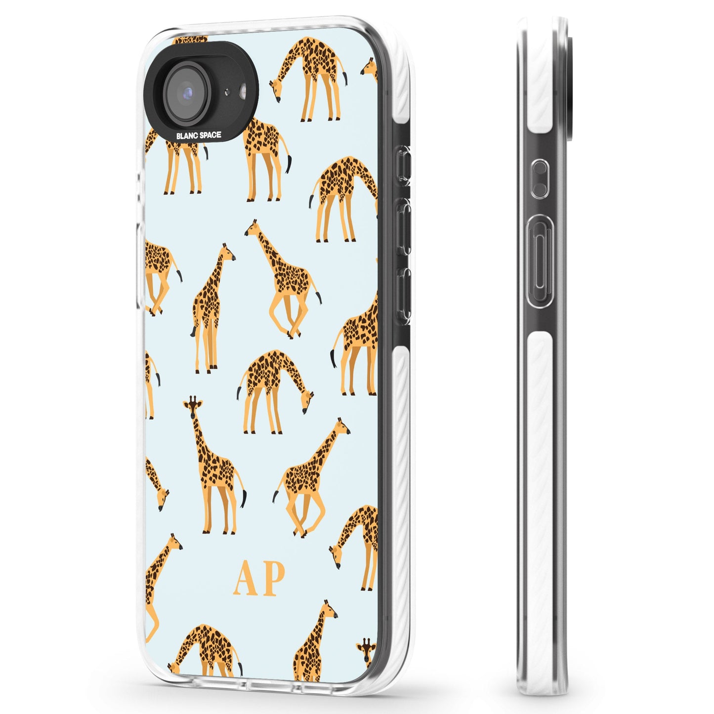 Personalisiertes Safari-Giraffenmuster auf Blau