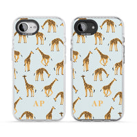 Personalisiertes Safari-Giraffenmuster auf Blau