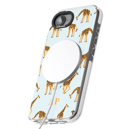 Personalisiertes Safari-Giraffenmuster auf Blau