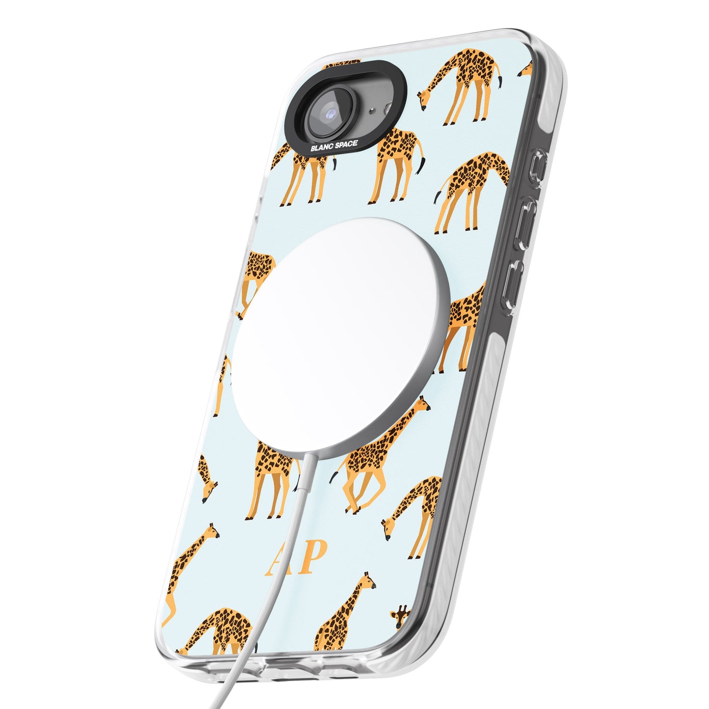 Personalisiertes Safari-Giraffenmuster auf Blau