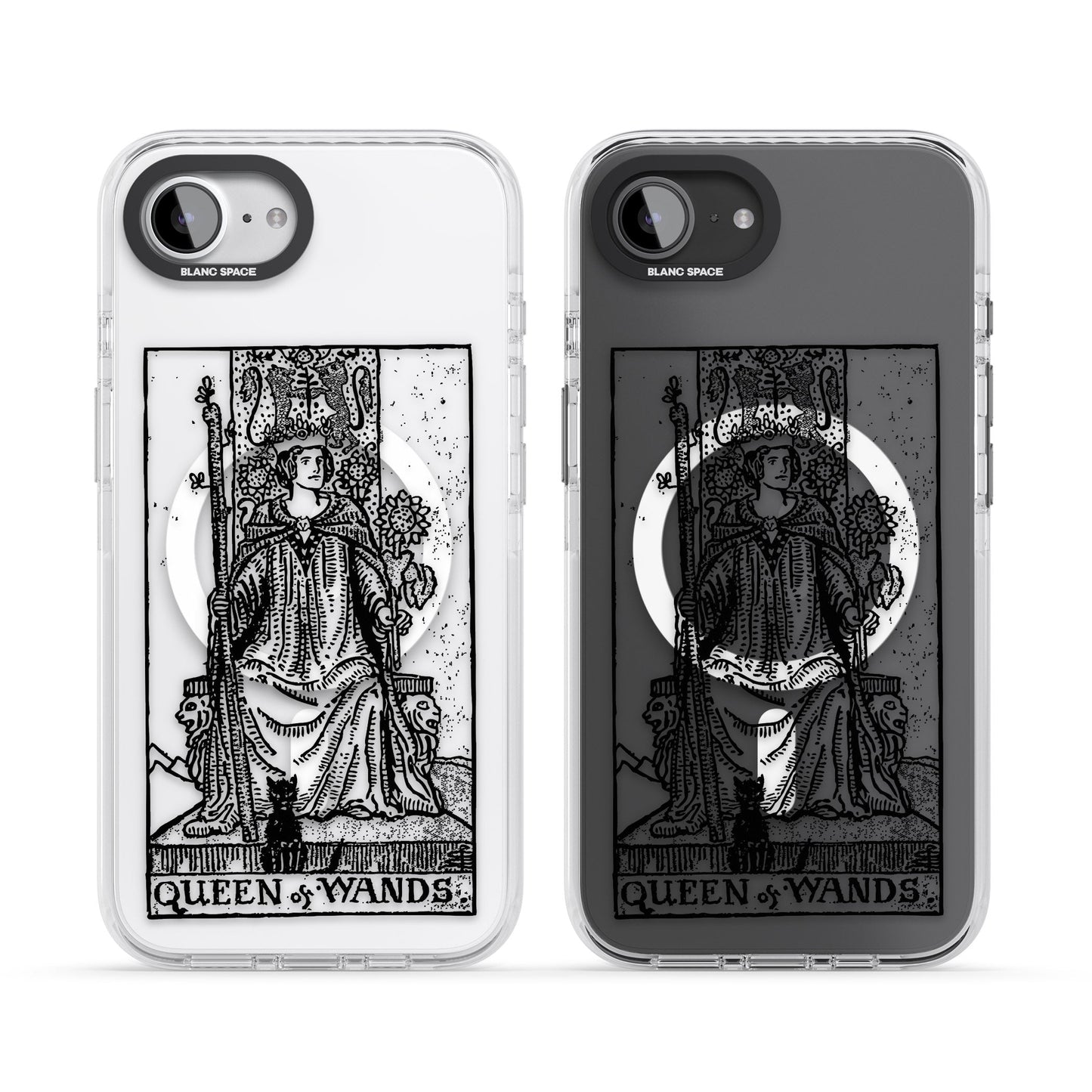 Personalisierte Tarotkarte „Königin der Stäbe“ (transparent)