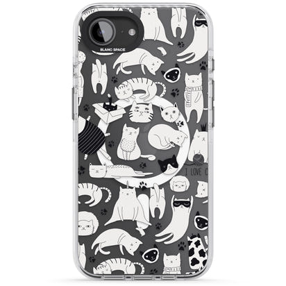 Cartoon Cat Collage Black & White