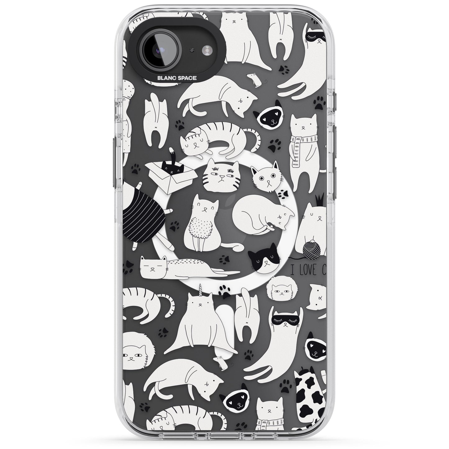 Cartoon Cat Collage Black & White