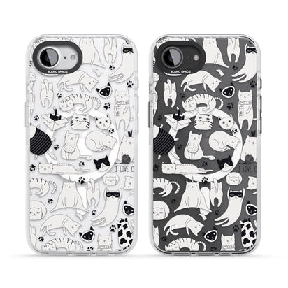 Cartoon Cat Collage Black & White