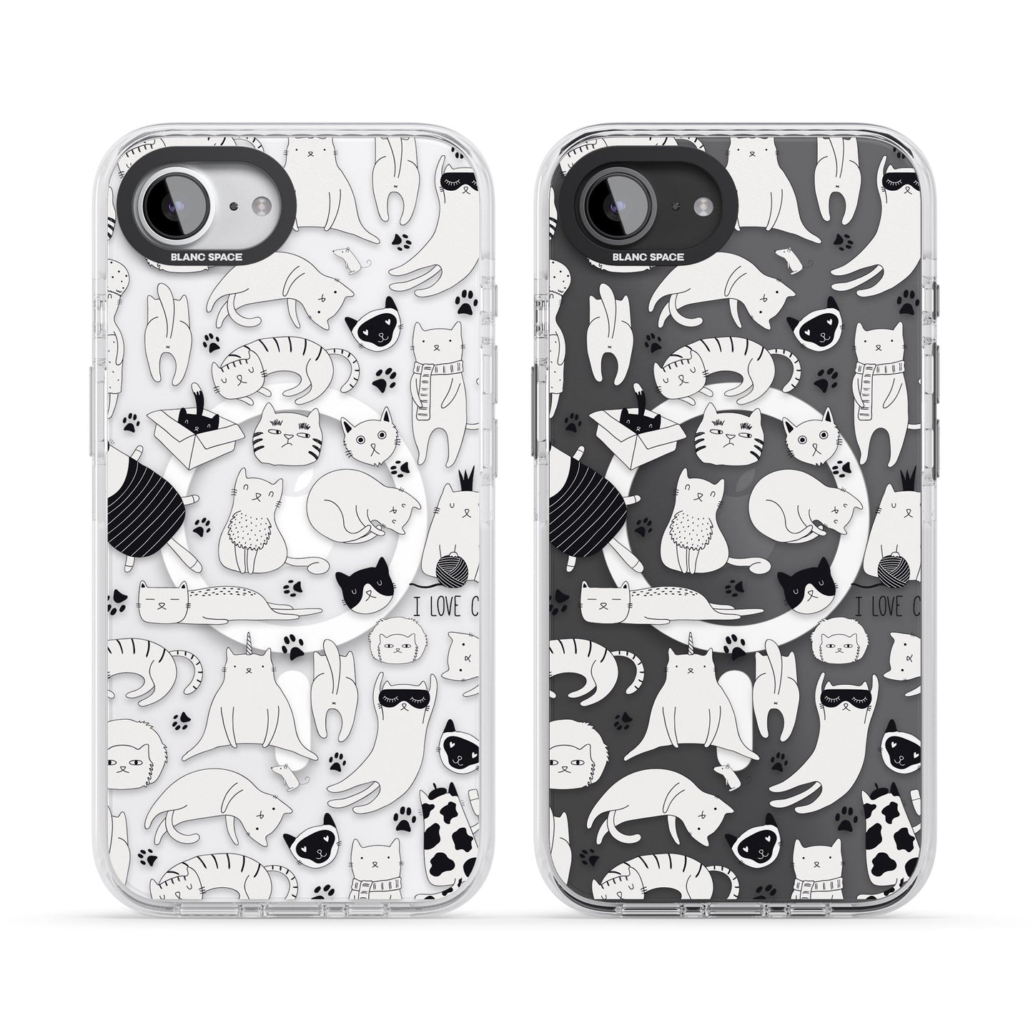 Cartoon Cat Collage Black & White