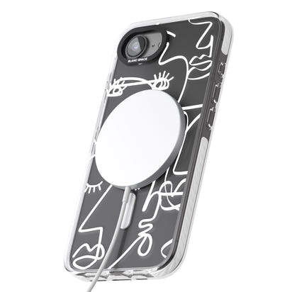 Abstract Line Art White Clear