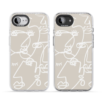 Abstract Line Art White Beige