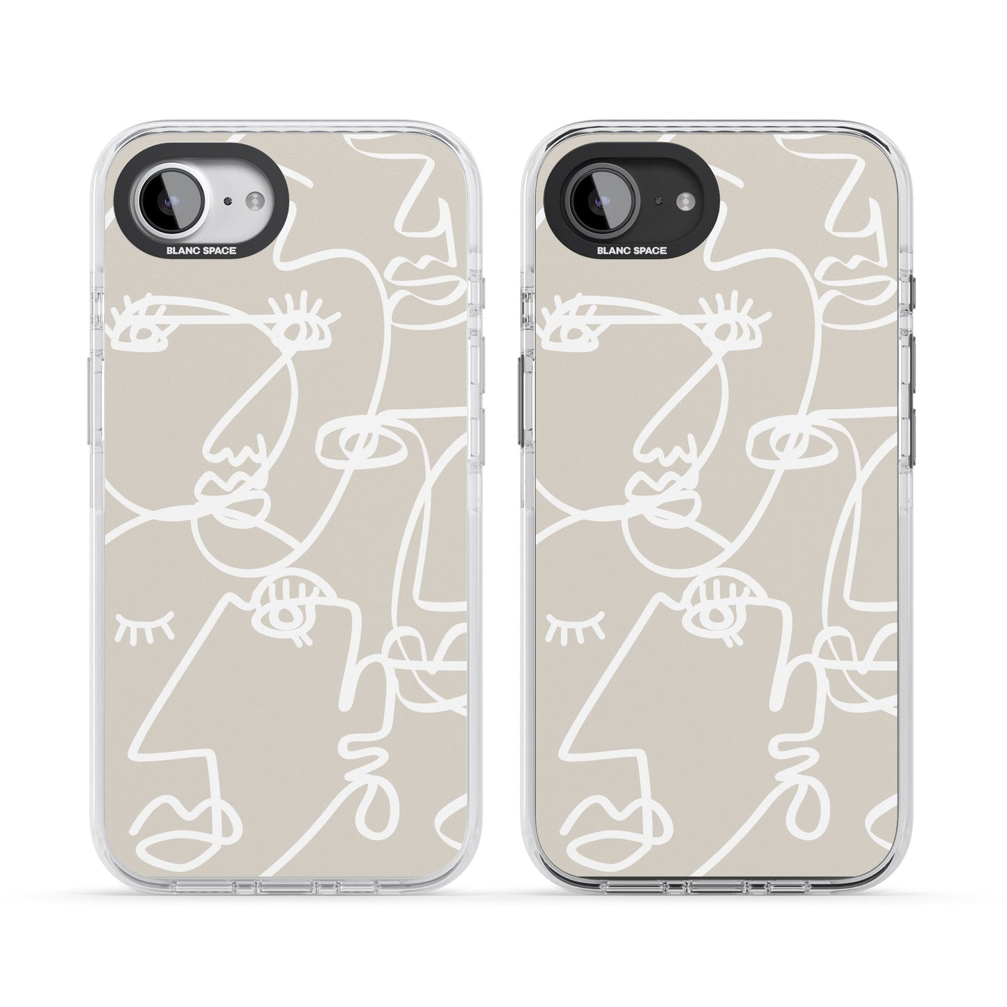 Abstract Line Art White Beige