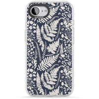 Fleurs sauvages et fougères sur fond bleu marine