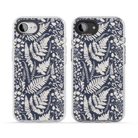 Fleurs sauvages et fougères sur fond bleu marine