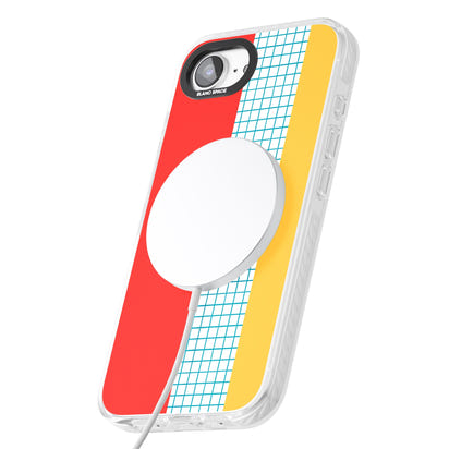 Grille abstraite rouge, bleue, jaune