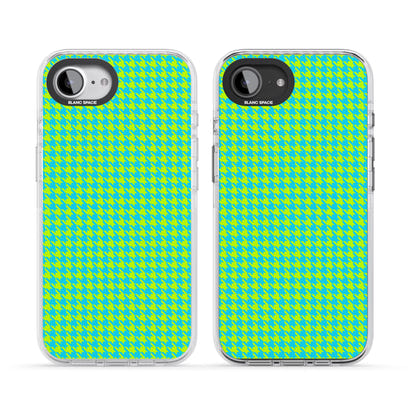 Neon Lime & Turquoise Houndstooth