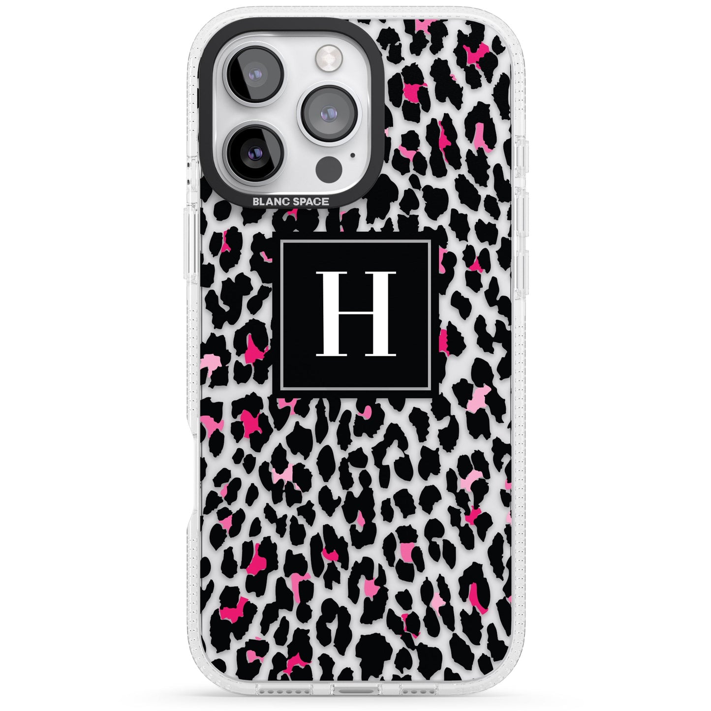Personalised Clear Pink Leopard Monogram