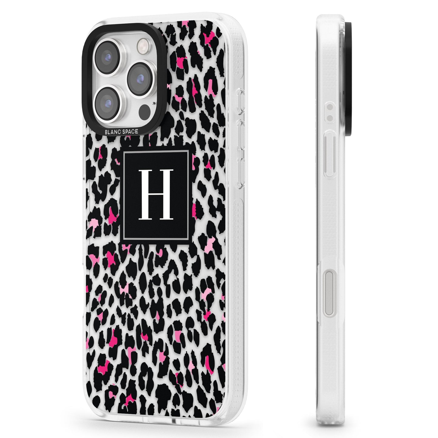 Personalised Clear Pink Leopard Monogram