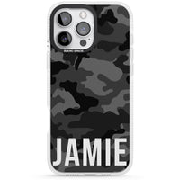 Personalisierter Name im schwarzen Camouflage-Muster (horizontal)