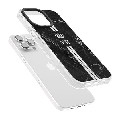 Personalised Black Marble Stripe Initials