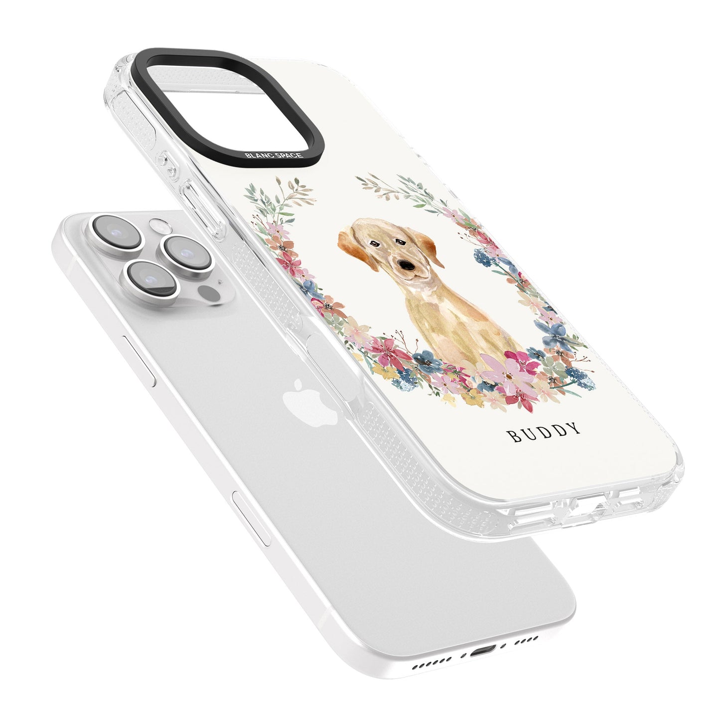 Portrait floral personnalisé d'un Labrador Retriever jaune