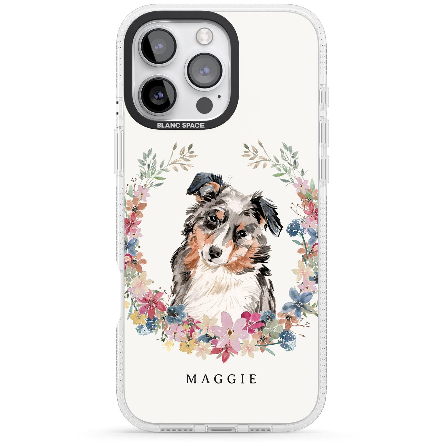 Personalised Australian Shepherd Floral Portrait