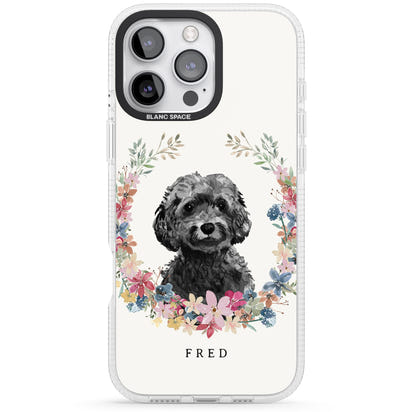Personalised Black Cockapoo Floral Portrait