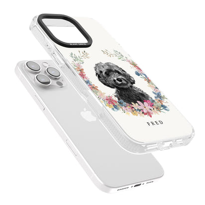 Personalised Black Cockapoo Floral Portrait