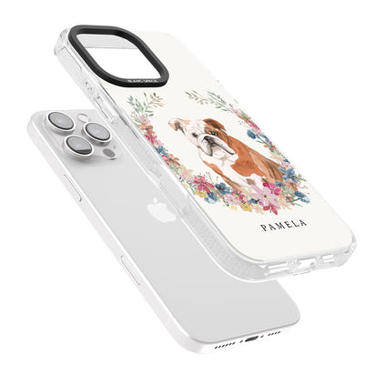 Personalised English Bulldog Floral Portrait