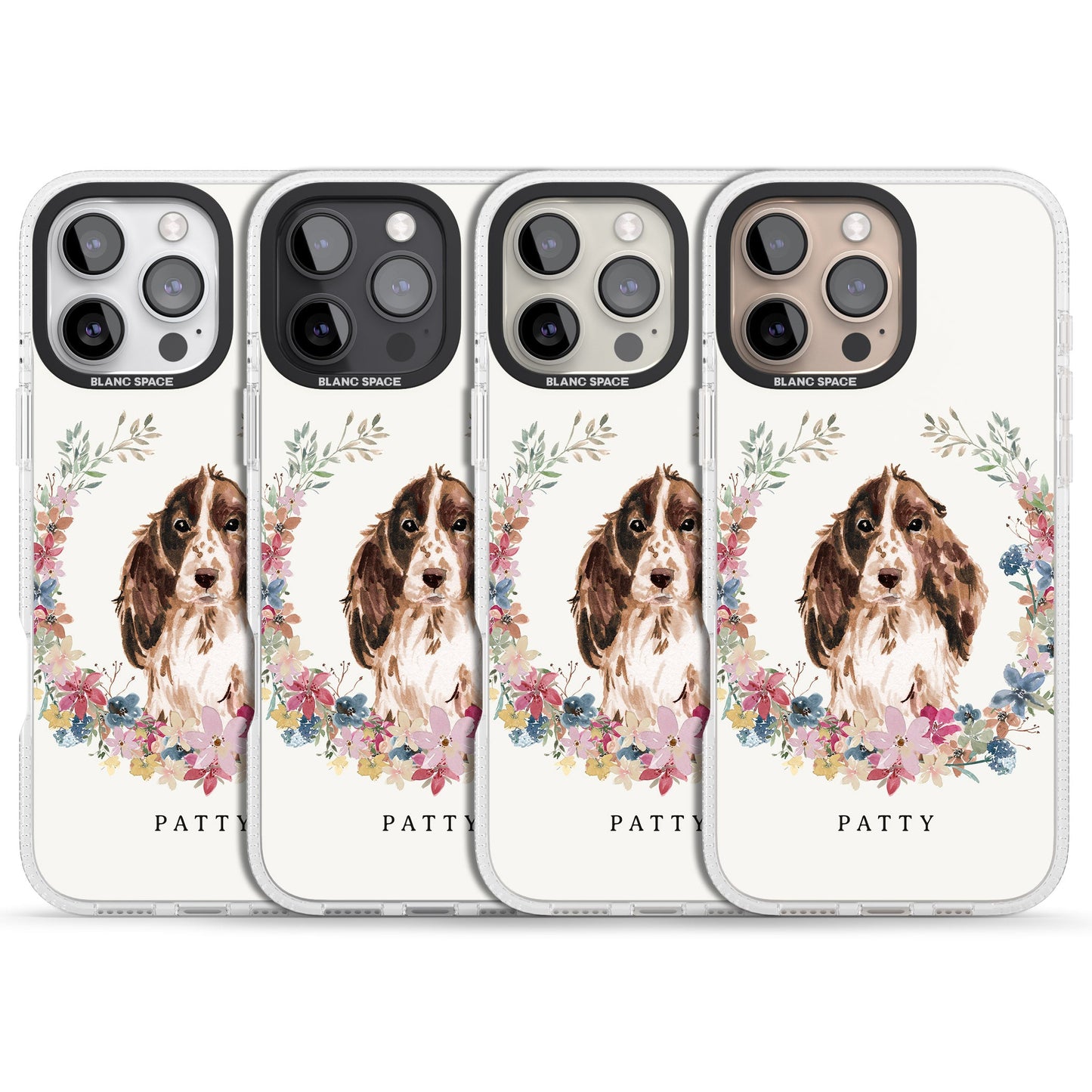 Personalised Cocker Spaniel Floral Portrait